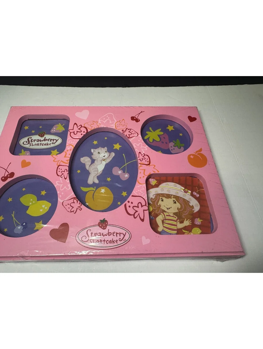 Vintage Strawberry Shortcake Picture Frame 5 Small Photos Pink 2008 - 9.5x7
